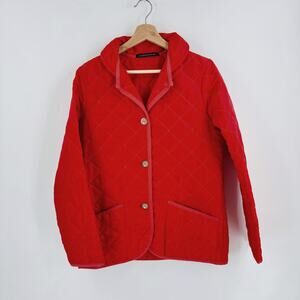 Mackintosh Scotland Red Quilted Jacket Size M Button Front Classic Holiday Coat